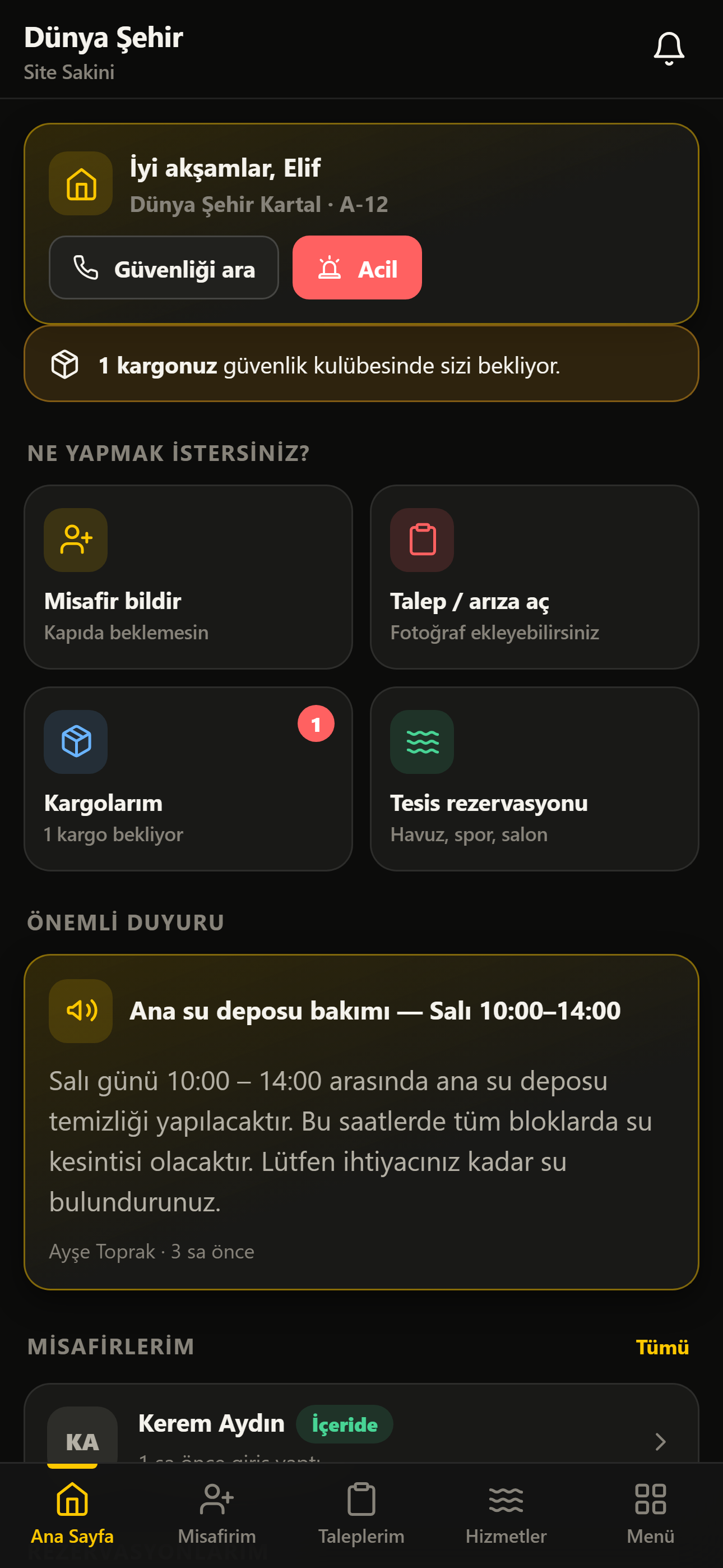 Güvendeyiz sakin ana ekranı